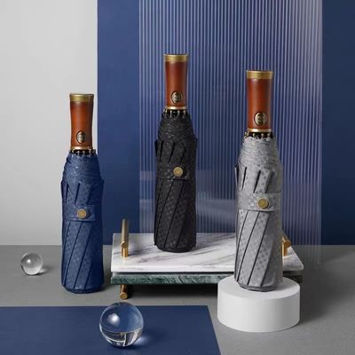 X315 Деревянный дизайн мужской автоматический ветроустойчивый трехслойный зонтик