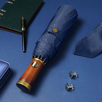 Рекламный зонтик для мужчин X315 BSCI Автоматический ветроустойчивый роскошный золотой деревянный ручок