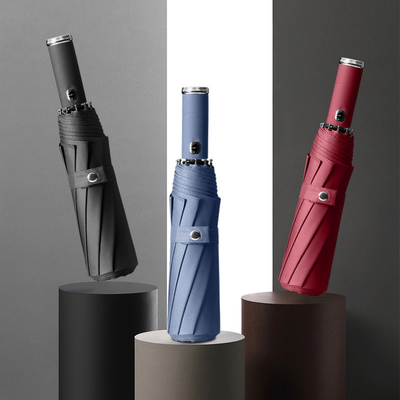Продажа логотипа BSCI Custom Folding Gift Umbrella с автоматической ветроустойчивой черной ручкой