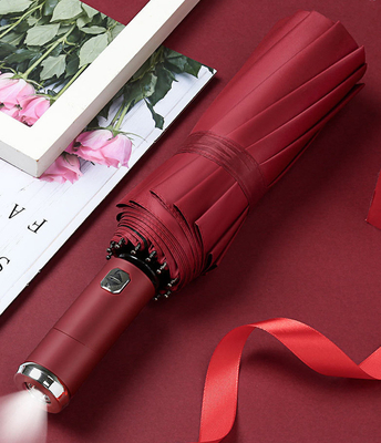 Продажа логотипа BSCI Custom Folding Gift Umbrella с автоматической ветроустойчивой черной ручкой