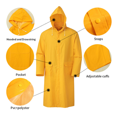 OXFORD CLOTH на заказ водонепроницаемая толстая тяжелая PVC полиэстер взрослый желтый плащ