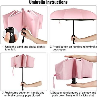 Металлический вал Розовый туристический зонтик для женщин Солнцезащитный зонтик Легкий автоматический открывающийся