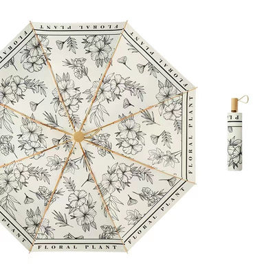 Классический стиль китайский цветочный печатный деревянный рукоятка 3 сложных зонтик для свадебного декора