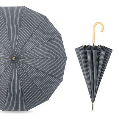 Японский и корейский стиль полосатая ткань деревянный крюк ручка зонтик Авто открытие