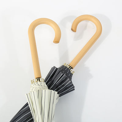 Японский и корейский стиль полосатая ткань деревянный крюк ручка зонтик Авто открытие