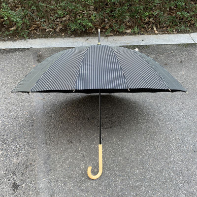 Японский и корейский стиль полосатая ткань деревянный крюк ручка зонтик Авто открытие