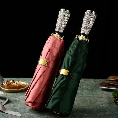 Ручное управление Бриллиантовый вставка ручка 3 сложные зонтики Уникальные зонтики для дождя для женщин