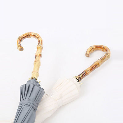 Настраиваемый логотип 16 ребер Бамбуковая ручка Длинный зонтик для рекламы и художественной печати