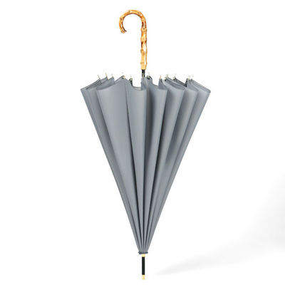 Настраиваемый логотип 16 ребер Бамбуковая ручка Длинный зонтик для рекламы и художественной печати