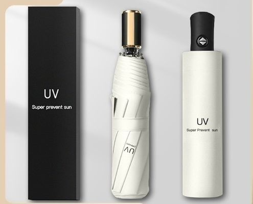 Минималистский стиль дизайна Автоматический трехслойный десятикостный складной солнечный ветроустойчивый зонтик