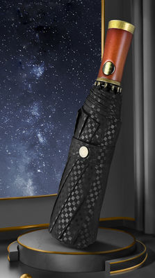 Рекламный зонтик для мужчин X315 BSCI Автоматический ветроустойчивый роскошный золотой деревянный ручок