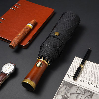 Рекламный зонтик для мужчин X315 BSCI Автоматический ветроустойчивый роскошный золотой деревянный ручок