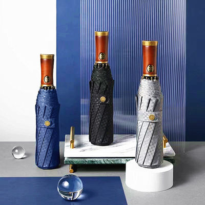 Автоматический складной мужской деревянный зонтик с массивным деревянным валом и ретро дизайном