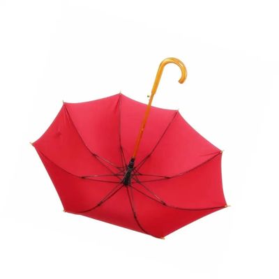 Автоматически открытый длинный стекловолокнистый рамный зонтик с деревянной ручкой и индивидуальным дизайном