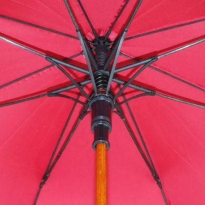 Автоматически открытый длинный стекловолокнистый рамный зонтик с деревянной ручкой и индивидуальным дизайном