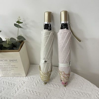 Простой розовый двухслойный вышитый зонтик легкий и практичный