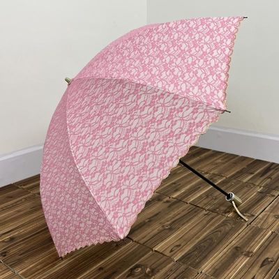 Простой розовый двухслойный вышитый зонтик легкий и практичный