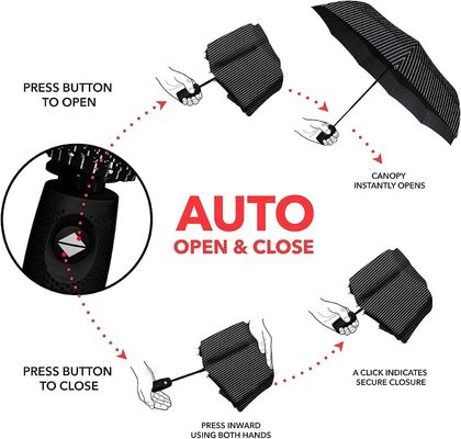 Заканчивайте рекламу Трехслойный зонтик с золотыми металлическими ребрами и автоматическим сложением