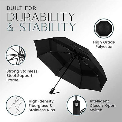 Настроенный логотип Двойной складной зонтик один клик Открытый туристический зонтик для рекламы Подарок